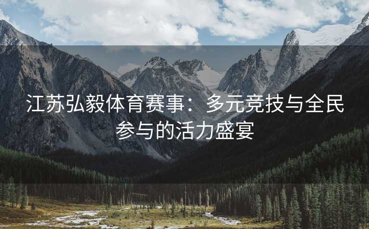江苏弘毅体育赛事：多元竞技与全民参与的活力盛宴